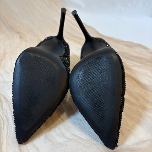 Steve Madden Womens Black Glitter Gem Stilletos Size 7M - Picture 5 of 10